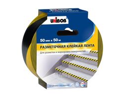 Клейкая лента разметочная 50мм х 50м, желто-черная Unibob 48905