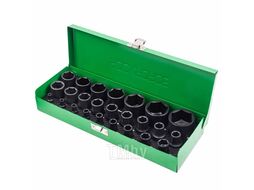 Головки ударные, набор 25пр. 1/4", 1/2" (6гр.) (1/2": 10, 11, 12, 13, 14, 15, 16, 17, 18, 19, 21, 22, 24, 27, 30, 32мм. 1/4": 4, 5, 6, 7, 8, 9, 10, 12, 13мм.) RockFORCE RF-50121K