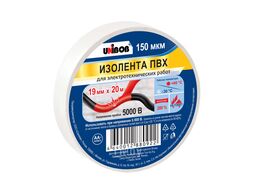 Электроизоляционная клейкая лента 19мм х 20 м, белая, 150 мкн Unibob 59482