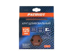 Круг шлифовальный на липучке, 125мм, Р100, 8 отверстий, 5 шт Patriot 820010103