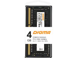 Память DDR3L 4Gb 1600MHz Digma DGMAS31600004S RTL PC3-12800 CL11 SO-DIMM 204-pin 1.35В single rank