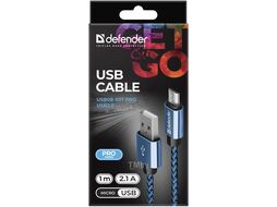 Кабель USB2.0 TO MICRO-USB 1M BLUE USB08-03T Defender 87805