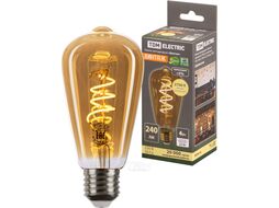 Лампа светодиодная «Винтаж» золотистая ST64 (со спиралью), 4 Вт, 230 В, 2700 К, E27 (конус) TDM SQ0340-0344