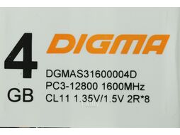 Память DDR3 4Gb 1600MHz Digma DGMAS31600004D RTL PC3-12800 CL11 SO-DIMM 204-pin 1.5В dual rank