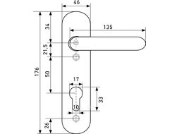 Ручка дверная MCL РН-7201П (КВ-125мм) черные с пружиной для технических дверей УЗК 12368
