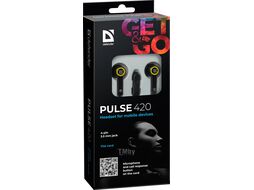 Гарнитура PULSE 420 BLACK/YELLOW Гарнитура для смартфонов Pulse 420 черный + желтый, вставки Defender 63421