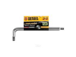 Вороток Г-образный, 150*40 мм, квадрат 1/4", CrV, матовый хром Denzel 14061