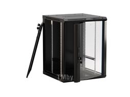 Шкаф коммутационный Hyperline (TWB-1866-GP-RAL9004) настенный 18U 600x600мм пер.дв.стекл 2 бок.пан. 60кг черный 908мм IP20 сталь