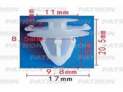Клипса пластмассовая Mitsubishi применяемость: бампер, молдинги PATRON P37-0966
