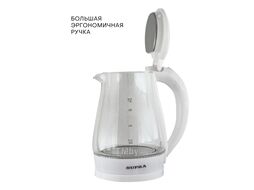 Чайник электрический Supra KES-1856G 1.8л. 1500Вт белый/прозрачный (корпус: стекло)