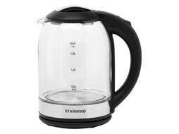 Чайник электрический Starwind SKG2051 1.8л. 1800Вт черный/серебристый (корпус: стекло)