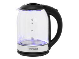 Чайник электрический Starwind SKG2051 1.8л. 1800Вт черный/серебристый (корпус: стекло)