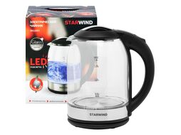 Чайник электрический Starwind SKG2051 1.8л. 1800Вт черный/серебристый (корпус: стекло)
