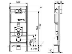 Инсталляция c кнопкой смыва белый Tece 9400413