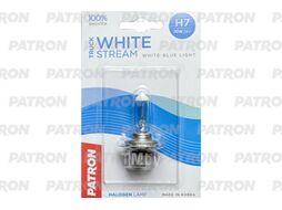 Лампа галогенная блистер H7 24V 70W 3800K PX26d Truck White Stream (+100% яркости, яркий белый свет, +50м светового потока) PATRON PLH7-24/70-TWSB1