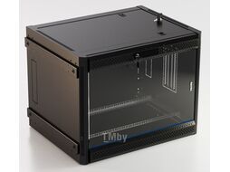 Шкаф коммутационный Hyperline (TWB-FC-1866-GP-RAL9004) настенный 18U 600x600мм пер.дв.стекл 60кг черный 920мм IP20 сталь