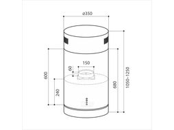 Вытяжка каминная Tubo Isola 350 INOX нержавеющая сталь управление: кнопочное (1 мотор) LEX CHAT000023