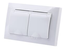 Розетка двойная 2П+З с защ. шт. и крышкой 16А 250В IP44 белая "Таймыр" TDM SQ1814-0076