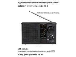 Радиоприемник портативный Supra ST-19U черный USB