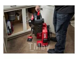 Прочистная машина M18 FFSDC10-0 FUEL (аккумуляторная, тросик 10мм, диаметр трубы: 50-75мм, обороты: 250 об/мин, длина спирали: 15м, длина шланга: 15м, бесщеточный двигатель) MILWAUKEE 4933459707