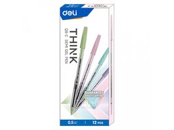 Ручка шарик. "Think" 0,5 мм., пласт., прозр., стерж. синий, ассорти Deli EQ8-C