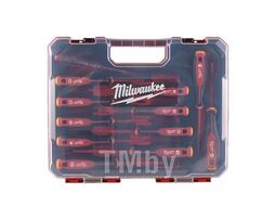 Отвертки VDE 12шт (диэлектрические, трехгранные, SL 2.5 / SL 3 / SL 4 / SL 5.5 / PZ1 / PZ2 / PH1 / PH2 / T10 / T15 / T20/тестер) MILWAUKEE 4932479095