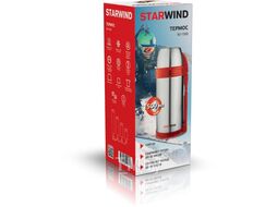 Термос Starwind 30-1500 1.5л. серебристый/красный картонная коробка