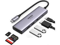 Хаб UGREEN USB-C To HDMI+3*USB 3.0 A+SD/TF Converter (4K@60Hz w/t PD) CM511 (Space Gray) 60383