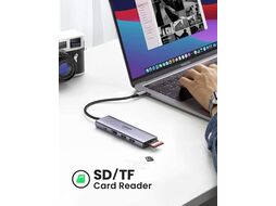 Хаб UGREEN USB-C To HDMI+3*USB 3.0 A+SD/TF Converter (4K@60Hz w/t PD) CM511 (Space Gray) 60383