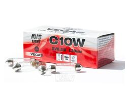 Автомобильная лампа Vegas 12V.С10W(SV8.5/8) L39мм. BOX (10 шт.) AVS A78190S