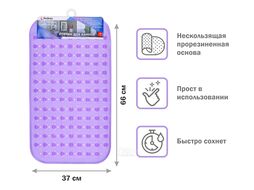 Коврик для ванной, прямоугольный с пузырьками, 67х37 см, фиолетовый, PERFECTO LINEA