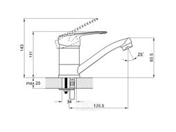 Смеситель для кухни D40-A, серия 460 (Поворотный излив) ECONOCE EC0461