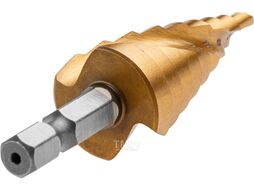 Сверло по металлу ступенчатое 4-20 мм HSS TIN (спиральный профиль) GEPARD GP0304-20