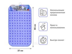 Коврик для ванной, прямоугольный с пузырьками, 67х37 см, синий, PERFECTO LINEA