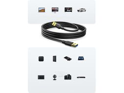 Кабель UGREEN USB-A 3.0 Male to Male Cable 3m US128 Black (90576)