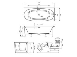 Пристенная акриловая ванна Wellsee Belle Spa 2.0 235806002