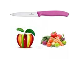 Нож кухонный Victorinox Swiss Classic 6.7606.L115 стальной для чистки овощей и фруктов лезв.80мм прямая заточка розовый