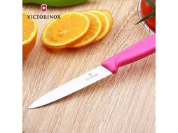 Нож кухонный Victorinox Swiss Classic 6.7606.L115 стальной для чистки овощей и фруктов лезв.80мм прямая заточка розовый