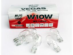 Автомобильная лампа Vegas 12V. W10W(W2,1x9,5d) BOX(10 шт.) AVS A78169S
