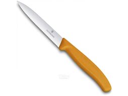 Нож кухонный Victorinox Swiss Classic 6.7736.L9 стальной для чистки овощей и фруктов лезв.100мм серрейт. заточка оранжевый без упаковки