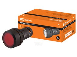 Кнопка SB7-CW3465 с возвратом, 1НО+1НЗ, d22 мм, 24 В LED, красная, IP54 TDM SQ0746-0036