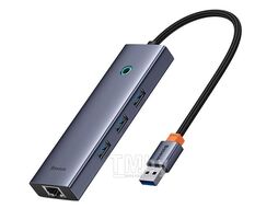Хаб Baseus BS-OH109 UltraJoy Series 4 порта (USBA to USB3.0*3+RJ45*1) Space Grey (B0005280A813-01)