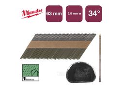 Гвозди 34/63мм RS для M18 FFN (2200шт/уп) (реечные, угол наклона 34, D-образная головка) MILWAUKEE 4932492600