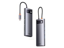 Док-станция Baseus Metal Gleam Series 8-in-1 Multifunctional Type-C HUB Docking Station Gray (Type-C to HDMI*2 + USB3.0*3+PD*1+SD/TF*1) (WKWG050113)