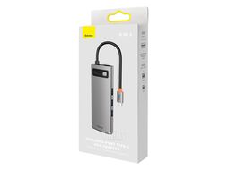 Док-станция Baseus Metal Gleam Series 8-in-1 Multifunctional Type-C HUB Docking Station Gray (Type-C to HDMI*2 + USB3.0*3+PD*1+SD/TF*1) (WKWG050113)