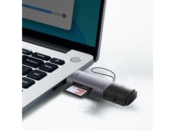 Картридер Baseus Lite Series USB-A & Type-C to SD/TF Card Reader Grey (WKQX060113)