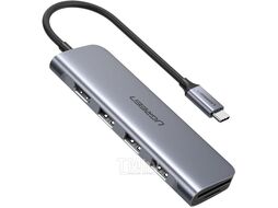 Хаб UGREEN USB-C to 3 Ports USB3.0-A Hub + HDMI + TF/SD CM195 (Space Gray) (70410)
