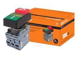 Кнопка двойная MPD13-11G (зеленая/красная-выступающая) (LED) d22мм/220В (I/O) линза зеленая TDM SQ0747-0036