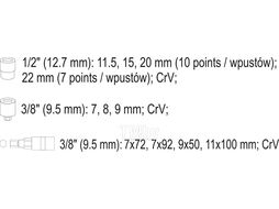 Головки для тормозных суппортов 3/8, 1/2 (набор 11шт.) Yato YT-06808
