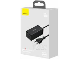 Сетевое зарядное утройство Baseus GaN5 Pro Desktop Fast Charger 1U+2C+HDMI 67W with 1.5m power cord EU Black (With Cable Type-C to Type-C 100W 1m Black) (CCGP110201)